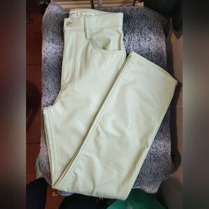 Abercrombie & Fitch Vegan Leather Mint High-Rise Straight Pants
